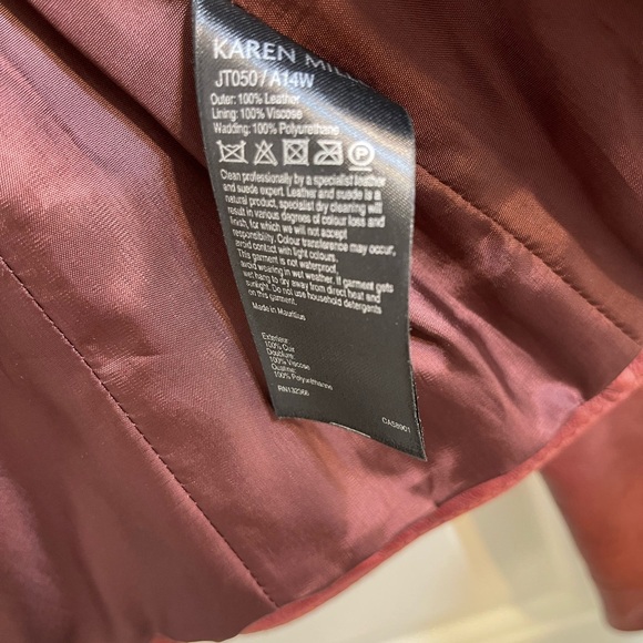 Karen Milllen burgundy leather moto biker jacket in excellent condition. - Picture 7 of 7